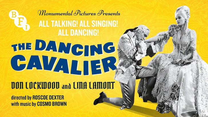 The poster declares--All Talking! All Singing! All Dancing!--as a kneeling Don Lockwood kisses Lina Lamont