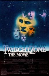 Five startled faces superimposed over a starry sky above a logo for Twilight
                Zone, the Movie.