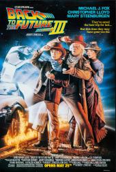Michael J. Fox (as Marty), Christopher Lloyd (as Doc), and Mary Steenburger (as
                Clara) in Western garb beside the DeLorean and a flaming train track.