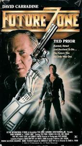 Defiant Ted Prior (as Billy Tucker) stands in front of robot-armed David
                Carradine as John Tucker).