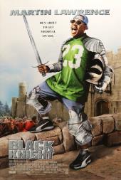 Martin Lawrence poses with a sword and bits of knight armor over a green
              football jersey, with a medieval castle and brawl in the background.