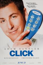 With a small smile Adam Sandler (as Michael Newman) shows us his magic remote
              control with buttons such as Rewind to Prom Night.