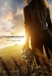Emilia Clarke (as Sarah Connor) walks through a wheat field into the sunset,
                carrying a terminator
