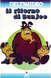 The pudgy purple Bunjee with a long nose and floppy ears sits with two baby
                bunjees.