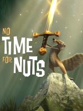 Prehistoric cartoon squirel Scrat stands atop a rock, bravely raising a giant
              sword to the sky.