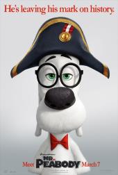 The dog Mr. Peabody wearing a Napoleon hat.
