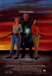 Gun-toting Helen Hunt (as Leena) and Megan Ward (as Alice Stillwell) flank a
                partly transparent Tim Thomerson (as Jack Deth).
