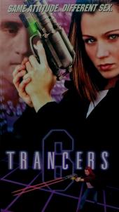 Zette Sullivan (as Jo Deth) aims her double-barrel laser pistol with both
                hands.