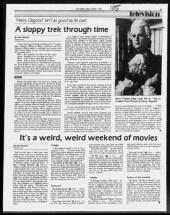 Dave Thomas (as timetraveler Henry Osgood in a powdered wig) and a 1986 review
                of his film