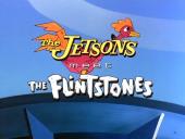 An electronic rooster rises behind the Title card from The Jetsons Meet the
              Flintstones
