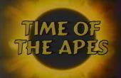 Title card from Time of the Apes superimposed on an eclipsed sun.