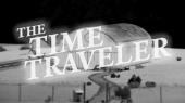 Title card from The Time Traveler superimposed over a model of hanger on a
              military base.