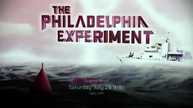 TV Commercial for The Philadelphia Experiment shows a warship sailing through a pink fog.