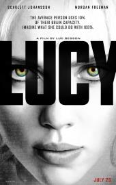 Extreme close-up of Scarlett Johansson (as Lucy) and her green eyes.