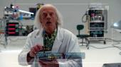 Christopher Brown (as Doc Brown) holds a joystick and gives his startled look
                into an auto-tracking camera.