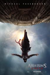 In an upside down picture, Michael Fassbender (as Cal Lynch) levitates in
              ancient robes above a large arched doorway