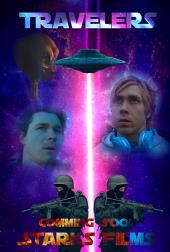 An alien, a UFO, two soldiers, and head shots of Joshua Copeland (as Jessie)
                and Adam Starks (as Thomas).