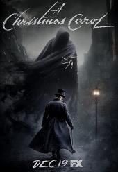 A dark cloaked man with a twisted hand beckons top-hatted Guy Pearce (as
                Scrooge).