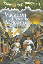 Dressed in ancient Roman garb, young Jack and Annie flee in the streets of
                Pompeii as Vesuvius erupts behind them.