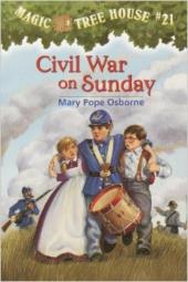 Young Jack and Annie help an injured Union drummer boy across a battlefield.