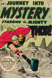 The Mighty Thor flies through a fading time machine with the Tomorrow Man
                inside.