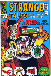 A mesmerized Doctor Strange levitates three crystal balls containing
                two images of Tiboro the tyrant and one of an idol.