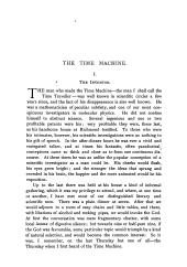 First page of the original release of The Time Machine by H. G. Wells
                consisting of two long paragraphs.