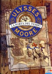 Three kids race across an old map with a pocketwatch and the Ulysses Moore logo
                above.
