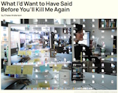 An infinite regression of smaller and smaller images of a computer screen and a
                woman in the background.