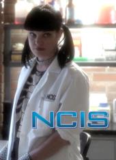 Abby in her lab, wearing an NCIS labcoat and sporting her trademark pigtails.