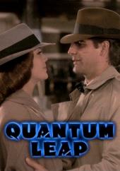 Dressed in overcoats and fedora hats, Claudia Christian (as Allison Grimsley)
                and Scott Bakula (as Sam Beckett) stare into each others eyes.