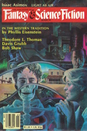 A young woman gazes through a portal to the Old West with an x-ray and a
                scientific contraption showing around the edges.