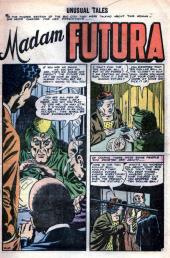 In the first two panels, a mystical woman in a green turban looks over a
                crystal ball and reads the future of two people.