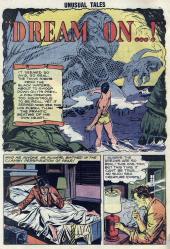 In three large panels, Fred Cotton wakes up from a seemingly impossible dream
                of a giant sea monster.