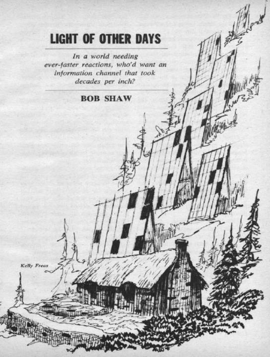 Pen-and-ink drawing of a cottage at the foot of a hill that’s covered in large panes of glass.