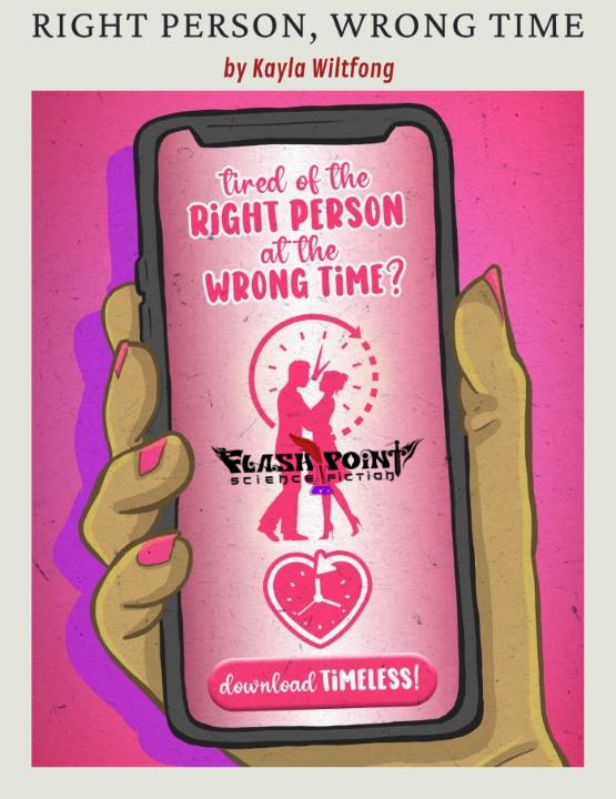 A romantic couple embraces on a pink phone screen with the words 